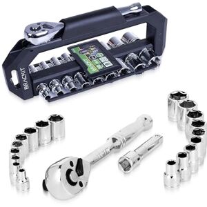 brackit Premium 20-delige heavy duty dopsleutelset met omkeerbare ratel handvat en verlengstang professionele kwaliteit automotive en doe-het-zelf gereedschapsset, dopsleutelset, brackit Premium 20-delige heavy duty dopsleutelset met omkeerbare ratel handvat en verlengstang professionele kwaliteit automotive en doe-het-zelf gereedschapsset, dopsleutelset,