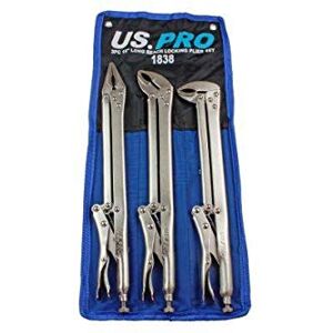 US PRO 1838 Gereedschap 3 Stuk 15 "Platte & Gebogen Kaak Lange Reach Vergrendeling Mole Grip Tangen, Blauw US PRO 1838 Gereedschap 3 Stuk 15 "Platte & Gebogen Kaak Lange Reach Vergrendeling Mole Grip Tangen, Blauw