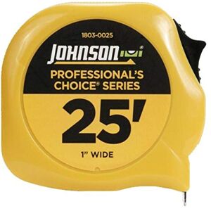 Johnson Level & Tool 1803-0025 Professional's Choice Power Tape, 25', Zwart/Geel, 1 Tape Johnson Level & Tool 1803-0025 Professional's Choice Power Tape, 25', Zwart/Geel, 1 Tape