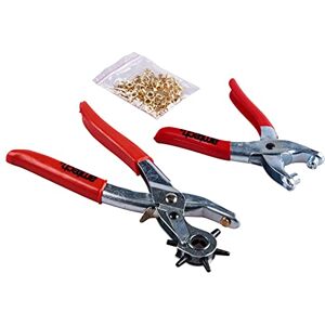 Am-Tech Lederen gatenpons - 21,6cm met 100 aluminium oorringen Am-Tech Lederen gatenpons - 21,6cm met 100 aluminium oorringen