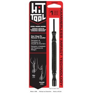 HIT Tool Deurscharnierpenverwijderingsgereedschap, veeraangedreven scharnierpenpons en stalen hamer, compact, gereedschap voor eenvoudige verwijdering en installatie van pinnen, Made in the USA HIT Tool Deurscharnierpenverwijderingsgereedschap, veeraangedreven scharnierpenpons en stalen hamer, compact, gereedschap voor eenvoudige verwijdering en installatie van pinnen, Made in the USA