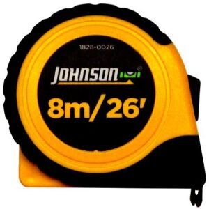 Johnson Level & Tool 1828-0026 Metrisch/Inch Power Tape, 8m/26', Zwart/Geel, 1 Tape Johnson Level & Tool 1828-0026 Metrisch/Inch Power Tape, 8m/26', Zwart/Geel, 1 Tape