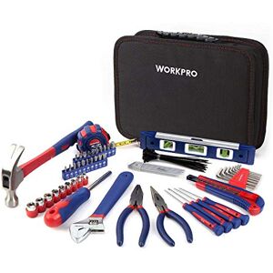 WORKPRO Gereedschapsset met opbergtas voor thuis- of werkgebruik, 100-delig, van koolstofstaal en Cr-V, blauw, rood, zwart WORKPRO Gereedschapsset met opbergtas voor thuis- of werkgebruik, 100-delig, van koolstofstaal en Cr-V, blauw, rood, zwart