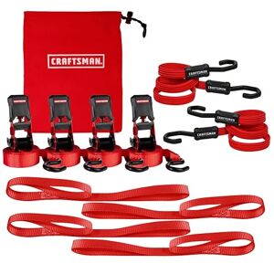 Craftsman CMXAZBS777 Zwart/rood 10-delige tie-down kit met ratel riemen, bungees, zachte lussen en opbergtas (0,7 kg breuksterkte) vrachtbeheer en transport Craftsman CMXAZBS777 Zwart/rood 10-delige tie-down kit met ratel riemen, bungees, zachte lussen en opbergtas (0,7 kg breuksterkte) vrachtbeheer en transport