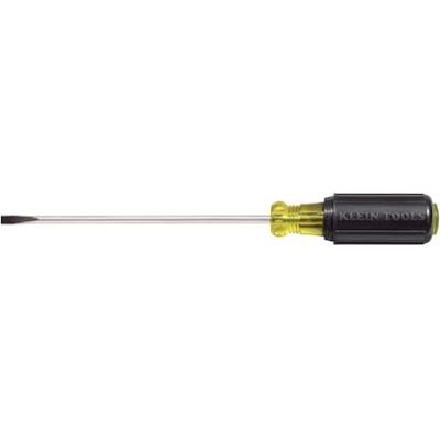 KLEIN TOOLS Schroevendraaier met platte kop, 3/16-inch kastpunt met 10-inch ronde schacht Klein gereedschap 601-10, zwart/geel KLEIN TOOLS Schroevendraaier met platte kop, 3/16-inch kastpunt met 10-inch ronde schacht Klein gereedschap 601-10, zwart/geel