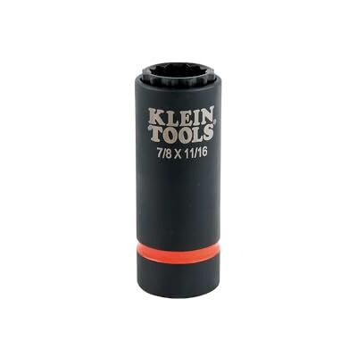 KLEIN TOOLS 66014 2-in-1 slagcontactdoos met 12-punts diepe sockets, coaxiale veer belast in 7/8 en 11/16-inch maten KLEIN TOOLS 66014 2-in-1 slagcontactdoos met 12-punts diepe sockets, coaxiale veer belast in 7/8 en 11/16-inch maten