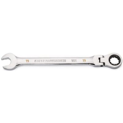 GEARWRENCH 19mm Ratelcombinatiesleutel met flexibele 12 puntskop, met 4 graden draaiende boog, 86719 GEARWRENCH 19mm Ratelcombinatiesleutel met flexibele 12 puntskop, met 4 graden draaiende boog, 86719