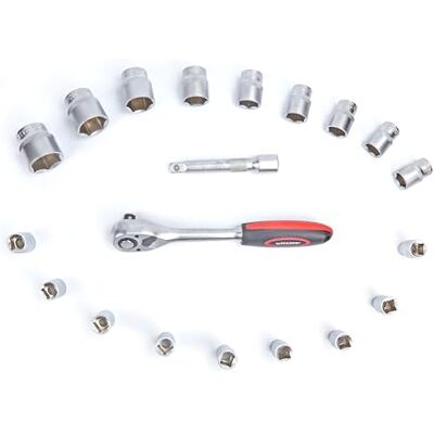 Monkey Ladder Dopsleutelset, 20 stuks, 1/2 inch, van CRV-staal, ideaal voor professionele monteurs en doe-het-zelvers Monkey Ladder Dopsleutelset, 20 stuks, 1/2 inch, van CRV-staal, ideaal voor professionele monteurs en doe-het-zelvers