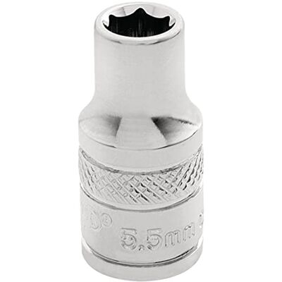 Draper 32449 1/4" Vierkante Aandrijving Opgepoetste Chroom Metrische Contactdoos, 5,5 mm-Grootte Draper 32449 1/4" Vierkante Aandrijving Opgepoetste Chroom Metrische Contactdoos, 5,5 mm-Grootte