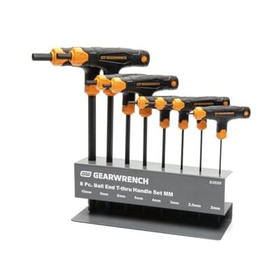 GEARWRENCH 83520 metrische kogeluiteinde T-handvat zeskantsleutelset, 8-delig GEARWRENCH 83520 metrische kogeluiteinde T-handvat zeskantsleutelset, 8-delig