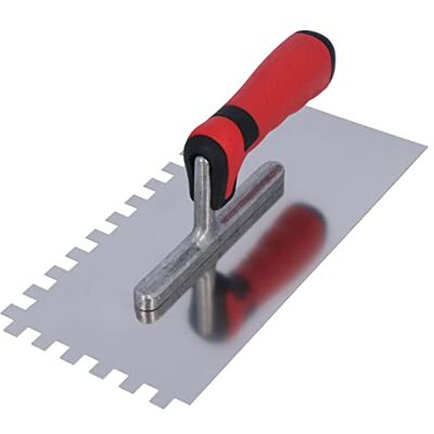 HELPMATE getande troffel 10x10 mm professionele tandspatel gemaakt in Duitsland van roestvrij staal 230 x 130 mm getande troffel voor het aanbrengen van plamuur en tegellijm HELPMATE getande troffel 10x10 mm professionele tandspatel gemaakt in Duitsland van roestvrij staal 230 x 130 mm getande troffel voor het aanbrengen van plamuur en tegellijm