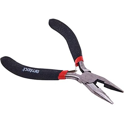 Amtech B3186 Mini Lange Neus Tang met Lente, Zwart Zilver & Rood, 15cm Amtech B3186 Mini Lange Neus Tang met Lente, Zwart Zilver & Rood, 15cm