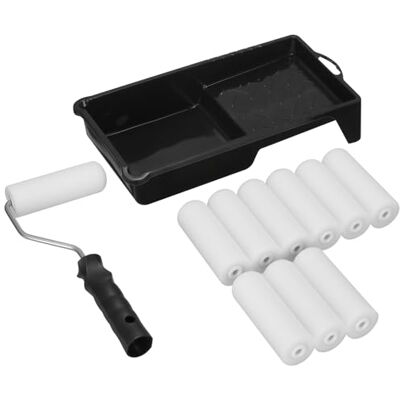 AiQInu Verfrollers, 12 stuks, inclusief 10 verfrollers (10,8 cm) + 1 dienblad + 1 handvat, verfroller voor muren, meubels en gladde oppervlakken AiQInu Verfrollers, 12 stuks, inclusief 10 verfrollers (10,8 cm) + 1 dienblad + 1 handvat, verfroller voor muren, meubels en gladde oppervlakken