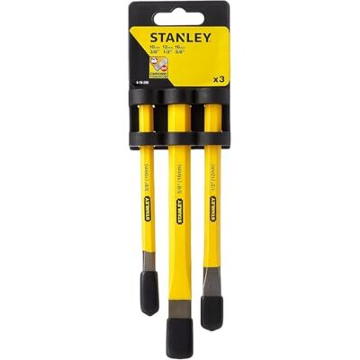 Stanley 4-18-298 Precisievlakbeitelset tegelbeitels (3-delig, chroom-vanadiumstaal, 10 x 140 mm, 12 x 150 mm, 16 x 170 mm) Stanley 4-18-298 Precisievlakbeitelset tegelbeitels (3-delig, chroom-vanadiumstaal, 10 x 140 mm, 12 x 150 mm, 16 x 170 mm)