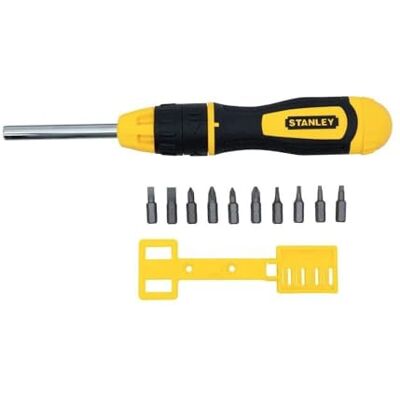 Stanley 0-68-010 Multibit Ratelschroevendraaier + 10 Bits, Zilver a Stanley 0-68-010 Multibit Ratelschroevendraaier + 10 Bits, Zilver a