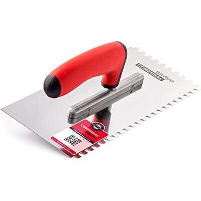 COMENSAL ® Tandtroffel 6 mm professionele roestvrijstalen stijltroffel tandspatel voor het leggen van tegels ergonomische handgreep Made in EU 270 x 130 mm COMENSAL ® Tandtroffel 6 mm professionele roestvrijstalen stijltroffel tandspatel voor het leggen van tegels ergonomische handgreep Made in EU 270 x 130 mm