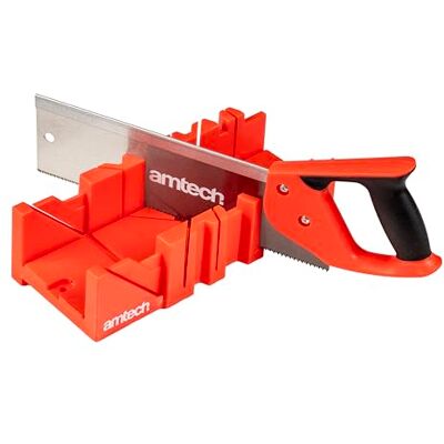 Amtech Tenonzaag en verstekbak voor het zagen van hout en laminaat, voor thuis doe-het-zelf en houtbewerking, nauwkeurige en gladde sneden in verschillende hoeken, comfortabel handvat (300 mm / 12 Amtech Tenonzaag en verstekbak voor het zagen van hout en laminaat, voor thuis doe-het-zelf en houtbewerking, nauwkeurige en gladde sneden in verschillende hoeken, comfortabel handvat (300 mm / 12