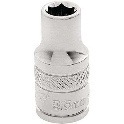 Draper 32449 1/4" Vierkante Aandrijving Opgepoetste Chroom Metrische Contactdoos, 5,5 mm-Grootte Draper 32449 1/4" Vierkante Aandrijving Opgepoetste Chroom Metrische Contactdoos, 5,5 mm-Grootte