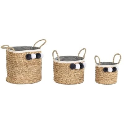ZOMTOON Mand Set 3 vezels Algodon 41 x 37 x 36 cm pomp natuur ZOMTOON Mand Set 3 vezels Algodon 41 x 37 x 36 cm pomp natuur