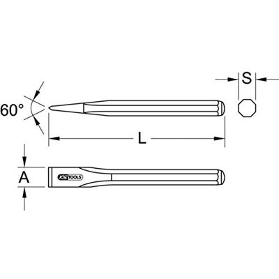 KS TOOLS 156.0532 platte beitel, 8-kant, 300 mm KS TOOLS 156.0532 platte beitel, 8-kant, 300 mm