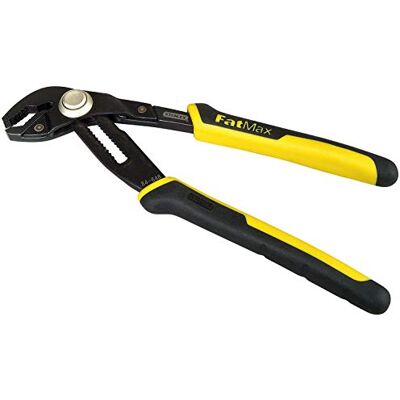 Stanley 0-84-648 25cm Fatmax-bereik waterpomptang Inductieversterkte kaak 17 positie pushlock-knop handgreep met dubbel materiaal zwart chromen afwerking ISO/DIN 8976-normen. Stanley 0-84-648 25cm Fatmax-bereik waterpomptang Inductieversterkte kaak 17 positie pushlock-knop handgreep met dubbel materiaal zwart chromen afwerking ISO/DIN 8976-normen.