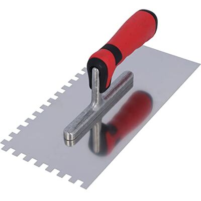 HELPMATE Gekartelde troffel 8 x 8 mm Professionele tandspatel gemaakt in Duitsland van roestvrij staal 230 x 130 mm tandspaan voor het aanbrengen van plamuurmassa en tegellijm HELPMATE Gekartelde troffel 8 x 8 mm Professionele tandspatel gemaakt in Duitsland van roestvrij staal 230 x 130 mm tandspaan voor het aanbrengen van plamuurmassa en tegellijm