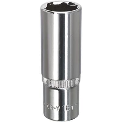 Sealey WallDrive® Socket 16 mm diep 3/8 "Sq Drive volledig gepolijst Sealey WallDrive® Socket 16 mm diep 3/8 "Sq Drive volledig gepolijst