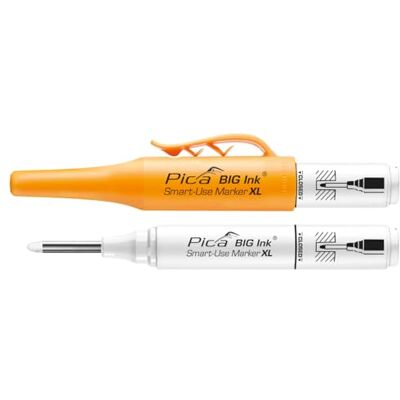 Pica BIG Ink Instant-White 170/52 I Smart-Use Marker XL I de eerste dieptelochmarker in wit I markeert direct zonder schudden I geschikt voor gladde en droge oppervlakken I permanent I XL inktvoorraad Pica BIG Ink Instant-White 170/52 I Smart-Use Marker XL I de eerste dieptelochmarker in wit I markeert direct zonder schudden I geschikt voor gladde en droge oppervlakken I permanent I XL inktvoorraad