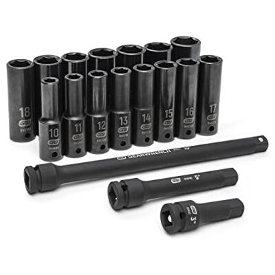 GEARWRENCH 18-delige 1/2" Drive Deep Metric Impact Socket Set 89096 GEARWRENCH 18-delige 1/2" Drive Deep Metric Impact Socket Set 89096