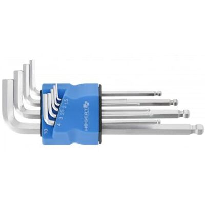 Högert Technik Zeskantsleutel S2 met bol, 9 stuks lang HT1W825 Högert Technik Zeskantsleutel S2 met bol, 9 stuks lang HT1W825