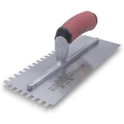 Marshalltown kartelspaan, inkeping: SQ-6x10x6 mm met DuraSoft handvat, gemaakt van staal, voor tegelzetters, afmeting: 279x114 mm Marshalltown kartelspaan, inkeping: SQ-6x10x6 mm met DuraSoft handvat, gemaakt van staal, voor tegelzetters, afmeting: 279x114 mm