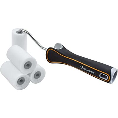ROLLINGDOG Mini Verfroller Set, 2 Inch Roller Kleine Rollen (5 STKS) voor het schilderen van glans op krappe plaatsen en voor ambachtelijke werken, het verlaten van een glad oppervlak ROLLINGDOG Mini Verfroller Set, 2 Inch Roller Kleine Rollen (5 STKS) voor het schilderen van glans op krappe plaatsen en voor ambachtelijke werken, het verlaten van een glad oppervlak