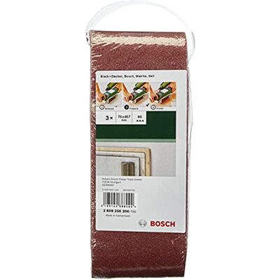 Bosch DIY schuurband (voor bandschuurmachines verschillende materialen, 3 stuks, 75 x 457 mm) Korrelgrootte 80 Bosch DIY schuurband (voor bandschuurmachines verschillende materialen, 3 stuks, 75 x 457 mm) Korrelgrootte 80