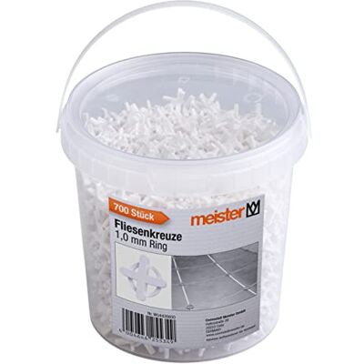 Meister Tegelkruisjes 1,0 mm 700 stuks wit voegkruisen Herbruikbaar door ring – van robuust polypropyleen – tegelaccessoires en tegelleghulp – witte uitvoering Meister Tegelkruisjes 1,0 mm 700 stuks wit voegkruisen Herbruikbaar door ring – van robuust polypropyleen – tegelaccessoires en tegelleghulp – witte uitvoering