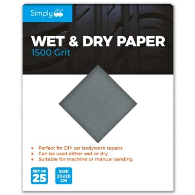 Simply WD1500 Schuurpapier, nat/droog, korrel 1500, 230 x 280 mm, verpakking van 25 stuks Simply WD1500 Schuurpapier, nat/droog, korrel 1500, 230 x 280 mm, verpakking van 25 stuks