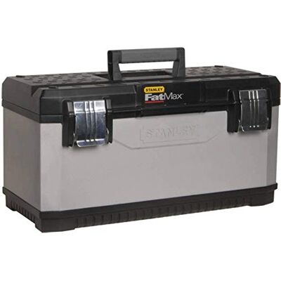 Stanley FatMax 1-95-617 Gereedschapskist, 66 x 29 x 30 cm, uitneembare drager, stabiele koffer met uitsparing, gereedschapskist met bi-materiaal FatMax handvat Stanley FatMax 1-95-617 Gereedschapskist, 66 x 29 x 30 cm, uitneembare drager, stabiele koffer met uitsparing, gereedschapskist met bi-materiaal FatMax handvat