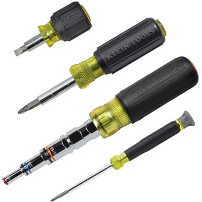 KLEIN TOOLS 80019 Gereedschapsset, multibit schroevendraaier en groefdriverset, 28 verschillende industriële diktes en maten, 4-delig KLEIN TOOLS 80019 Gereedschapsset, multibit schroevendraaier en groefdriverset, 28 verschillende industriële diktes en maten, 4-delig