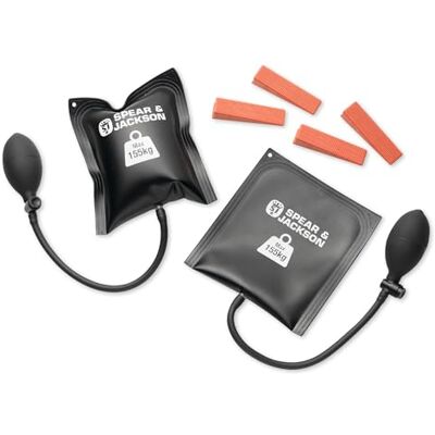 Jackson SJAIRBAG 2-delige opblaasbare airbag & wig-set 2 x 155 kg capaciteit airbags, handpomp en 4 x steunwiggen Heavy Duty Load Nivellering Tool voor deuren, apparaten en meubels Jackson SJAIRBAG 2-delige opblaasbare airbag & wig-set 2 x 155 kg capaciteit airbags, handpomp en 4 x steunwiggen Heavy Duty Load Nivellering Tool voor deuren, apparaten en meubels