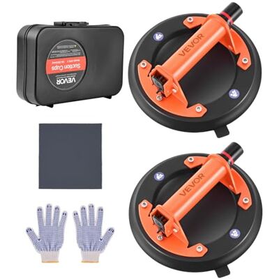 VEVOR Vacuüm zuiglift, 203 mm glazen lift met metalen handgreep, 195 kg hefcapaciteit, tegelzuignap-gereedschap met draagtas voor het optillen van tegels, graniet, gipsplaten, ramen (verpakking van 2) VEVOR Vacuüm zuiglift, 203 mm glazen lift met metalen handgreep, 195 kg hefcapaciteit, tegelzuignap-gereedschap met draagtas voor het optillen van tegels, graniet, gipsplaten, ramen (verpakking van 2)