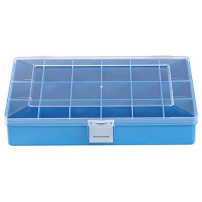 hünersdorff Assortimentsdoos: stabiele sorteerdoos (PS-Compact) met vaste vakverdeling (18 vakken), sorteerdoos afmetingen: T170 x B250 x H46 mm, Made in Germany, blauw hünersdorff Assortimentsdoos: stabiele sorteerdoos (PS-Compact) met vaste vakverdeling (18 vakken), sorteerdoos afmetingen: T170 x B250 x H46 mm, Made in Germany, blauw