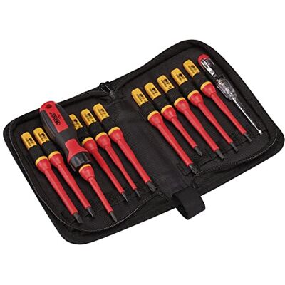 Draper 37798 Verwisselbare Blade Schroevendraaier Set (13 Stuk), Rood en Geel, One Size Draper 37798 Verwisselbare Blade Schroevendraaier Set (13 Stuk), Rood en Geel, One Size