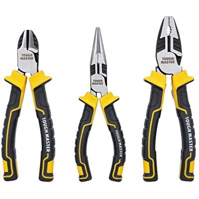 TOUGH MASTER Hoge Leverage Tang Tool Set 3 stuks, 6 "150mm Naald Neus Tang, 6 "150mm 150mm Diagonale Snijtangen, 7" 175mm Combinatie Tang Multifunctionele Tang Set 3-in-1 met Zachte Handgrepen TOUGH MASTER Hoge Leverage Tang Tool Set 3 stuks, 6 "150mm Naald Neus Tang, 6 "150mm 150mm Diagonale Snijtangen, 7" 175mm Combinatie Tang Multifunctionele Tang Set 3-in-1 met Zachte Handgrepen