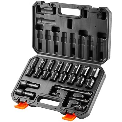 VEVOR 360 graden draaibare Impact Socket Set, 3/8" Socket Set 14 STKS Diepe Universele Metrische 10-19mm, 6-punts Cr-Mo gelegeerd staal voor Auto Reparatie, Gemakkelijk af te lezen maatmarkeringen, VEVOR 360 graden draaibare Impact Socket Set, 3/8" Socket Set 14 STKS Diepe Universele Metrische 10-19mm, 6-punts Cr-Mo gelegeerd staal voor Auto Reparatie, Gemakkelijk af te lezen maatmarkeringen,