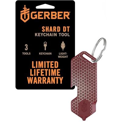 Gerber Multitool en Sleutelhanger, Shard DT Hond Tag met 3 Functies voor de kleine Dagelijkse probleempjes, Lengte: 6,5 cm, Gewicht: 28 g, Roestvrij staal, Rood, 1074007 Gerber Multitool en Sleutelhanger, Shard DT Hond Tag met 3 Functies voor de kleine Dagelijkse probleempjes, Lengte: 6,5 cm, Gewicht: 28 g, Roestvrij staal, Rood, 1074007