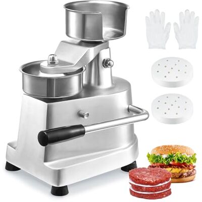 VEVOR Commerciële Burger Patty Maker, 100mm/4inch Hamburger Rundvlees Patty Maker, Heavy Duty Food-Grade RVS Kom Burger Persmachine, Keuken Vleesvormende Processor met 1000 Stks Patty Papers VEVOR Commerciële Burger Patty Maker, 100mm/4inch Hamburger Rundvlees Patty Maker, Heavy Duty Food-Grade RVS Kom Burger Persmachine, Keuken Vleesvormende Processor met 1000 Stks Patty Papers