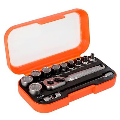 Bahco 1/4 inch vierkante sleutelset met metrisch bi-zeshoekig profiel 13-delig Bahco 1/4 inch vierkante sleutelset met metrisch bi-zeshoekig profiel 13-delig