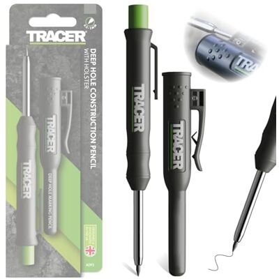 Tracer Diepe gat timmerman potlood Werkpotlood, holster & slijper Bouwers Potlood voor schrijnwerkers, chips en lijsters bereikt diepe uitsparingen, markeringen hout, baksteen Tracer Diepe gat timmerman potlood Werkpotlood, holster & slijper Bouwers Potlood voor schrijnwerkers, chips en lijsters bereikt diepe uitsparingen, markeringen hout, baksteen