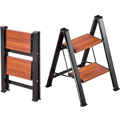 VEVOR Ruimtebesparende vouwladder met 2 treden met brede, antislip pedaal en comfortabele handgreep, draagbare en lichte aluminium plantenstandaard met een capaciteit van 150 kg, veelzijdig inzetbaar VEVOR Ruimtebesparende vouwladder met 2 treden met brede, antislip pedaal en comfortabele handgreep, draagbare en lichte aluminium plantenstandaard met een capaciteit van 150 kg, veelzijdig inzetbaar