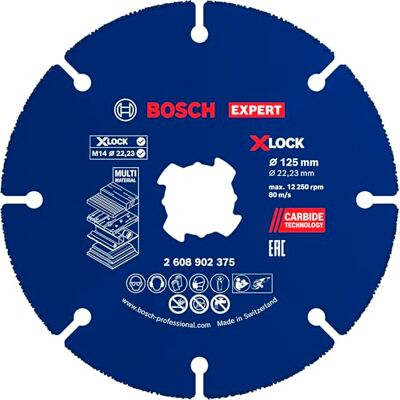 Bosch 1x EXPERT Carbide Multi Wheel doorslijpschijf, X-Lock (voor Hardhout, Hout met spijkers, Ø 125 mm, Professional Accessoires Kleine haakse slijper) Bosch 1x EXPERT Carbide Multi Wheel doorslijpschijf, X-Lock (voor Hardhout, Hout met spijkers, Ø 125 mm, Professional Accessoires Kleine haakse slijper)