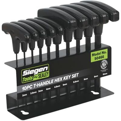 Sealey Siegen S0466 Hex Key Set 10pc T-Handle Metric Sealey Siegen S0466 Hex Key Set 10pc T-Handle Metric
